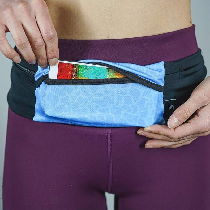3 Pocket Adjustable Running Belt Waist Pack, Fanny Pack For Working Out With Sweat Resistant Backing, Holds All iPhone Models