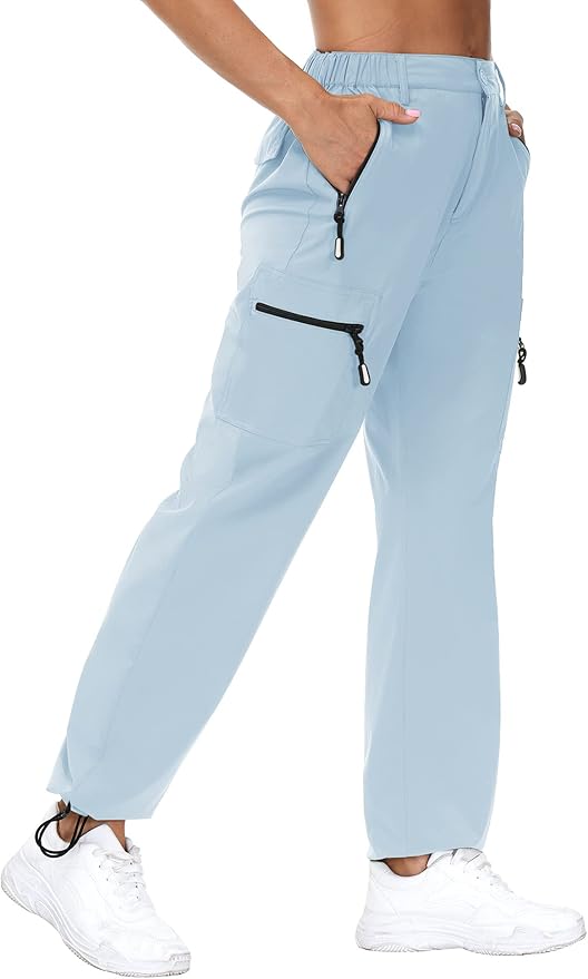 VVK Women's Hiking Cargo Pants Lightweight Quick Dry Outdoor Athletic Pants Camping Climbing Golf Zipper Pockets