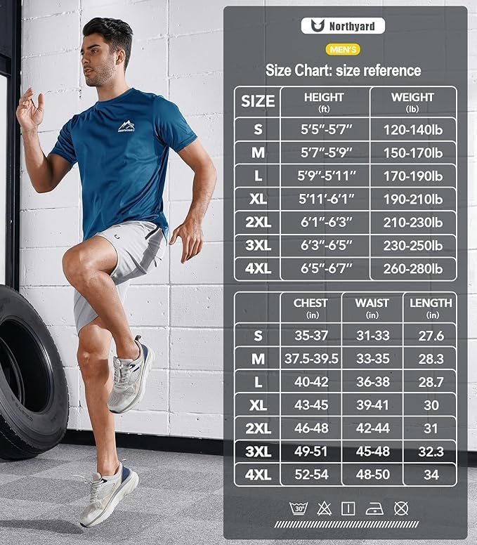 NORTHYARD Men's UPF 50+ Sun Protection Shirts Swim SPF UV Quick Dry Short Sleeve T-Shirts for Athletic Fishing Rash Guard