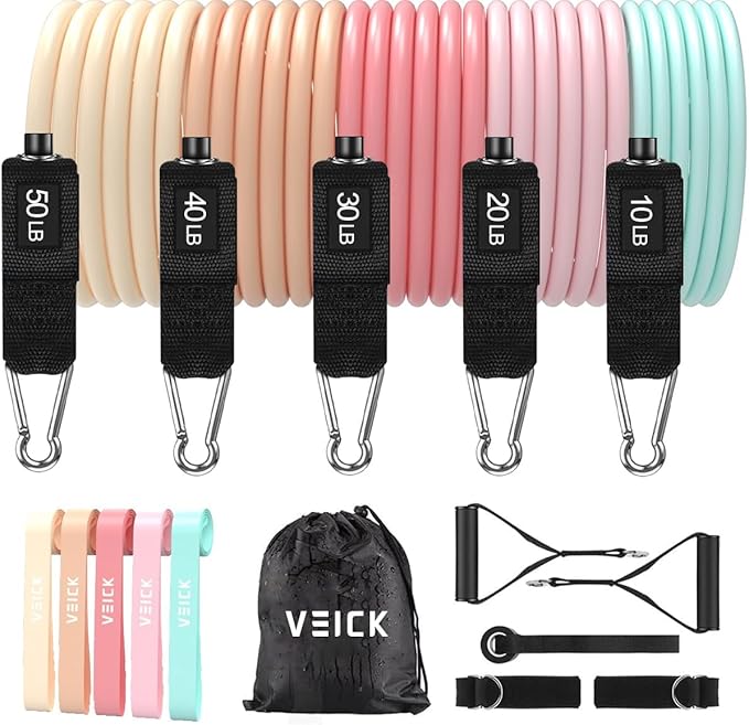 VEICK Resistance Bands, Exercise Bands, Workout Bands, Resistance Bands for Working Out with Handles for Men and Women, Exercising Bands for Fitness Weights Work Out at Home