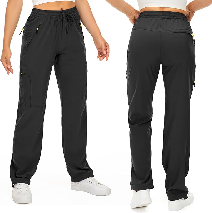 Womens Hiking Pants Quick Dry UPF 50 Lightweight Travel Golf Cargo Safari Pants Zipper Pockets