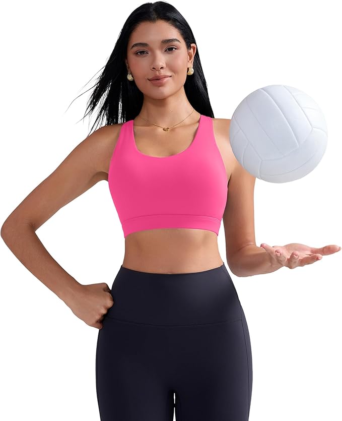 RUNNING GIRL Sports Bra for Women, Criss-Cross Back Padded Strappy Sports Bras Medium Support Yoga Bra with Removable Cups
