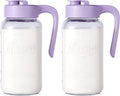 Mason Jar Pitcher - Airtight & Leakproof Glass Pitcher with Lid[set of 2], Perfect for Breastmilk, Cold Brew, and Sun Tea, 2 Quart (64 oz) Mason Jar with Pour Spout Lid