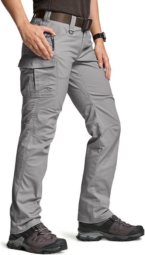 CQR Women's Flex Stretch Tactical Pants, Water Resistant Ripstop Cargo Work Pants with Pockets for Outdoor & Hiking