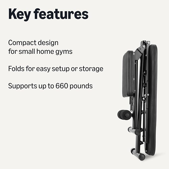 Amazon Basics Adjustable Workout Weight Bench Press, Foldable for Home Gym, Black