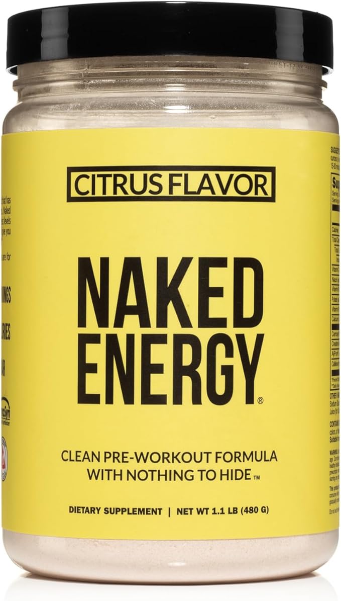 NAKED Citrus Energy - Citrus Flavored Clean Pre Workout Supplement for Men and Women, Vegan Friendly, No Added Sweeteners, Colors Or Flavors - 30 Servings