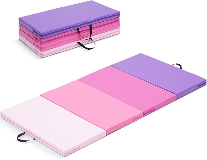 ZENOVA Gymnastics Mat 6'x3'x2''/4'x8'x2'' Exercise Mat Gym Mat for Home Aerobics Workout Foldable Tumbling Mat Children Gifts