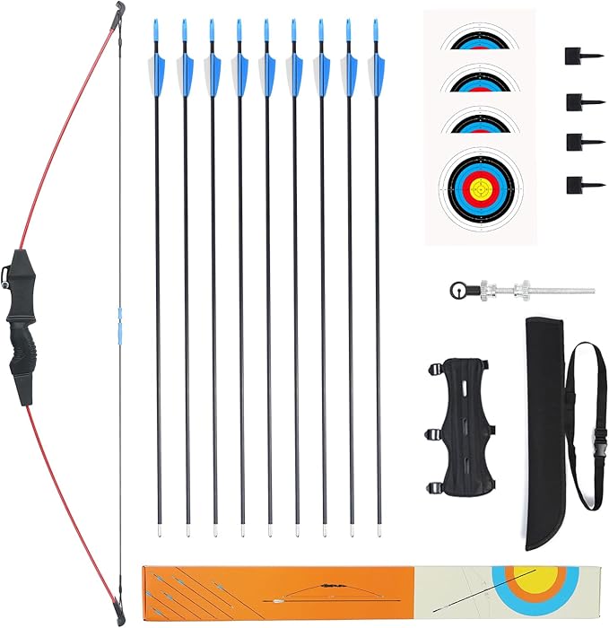 40" Youth Bow and Arrow Set for Kids 8-12 & Teens - Ambidextrous Recurve Archery Gear with Safety Arrows - Toys for Ages 8-13, Backyard Games Gift for Beginner Archers