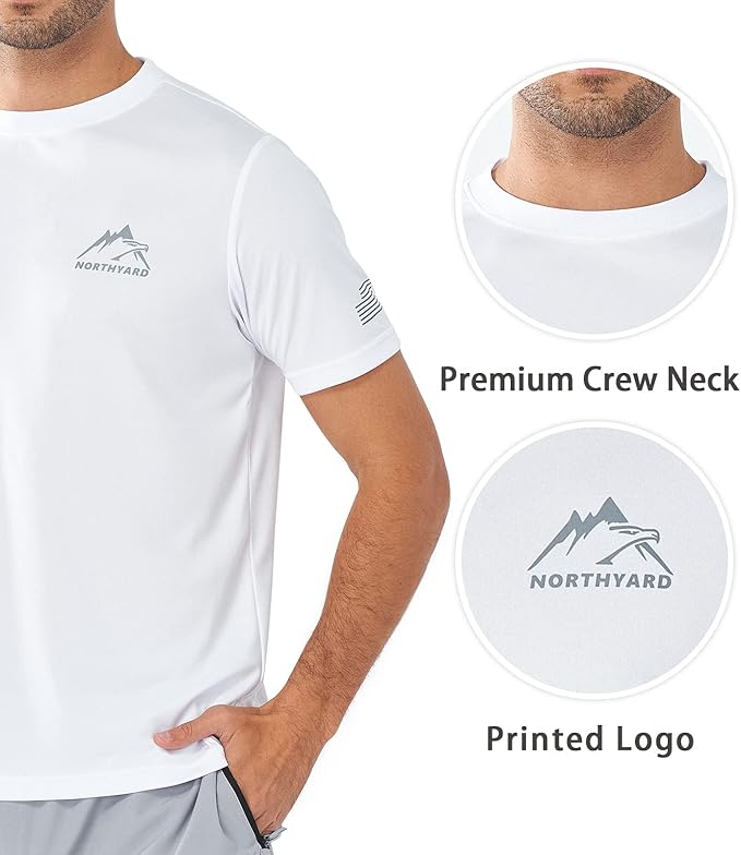NORTHYARD Men's UPF 50+ Sun Protection Shirts Swim SPF UV Quick Dry Short Sleeve T-Shirts for Athletic Fishing Rash Guard