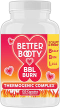 Better Booty BBL Burn Thermogenic Complex Capsules, Tone & Sculpt Belly, Bum + Legs w. Garcinia Cambogia, Guarana, Green Tea Ext, ALA, & Cayenne Pepper Supplement (120ct, 60 Servings)