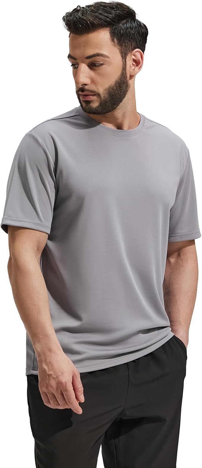 MIER Men's Quick Dry Workout Shirts Moisture Wicking Running Athletic Performance T-Shirts Recycled Polyester Top Tee
