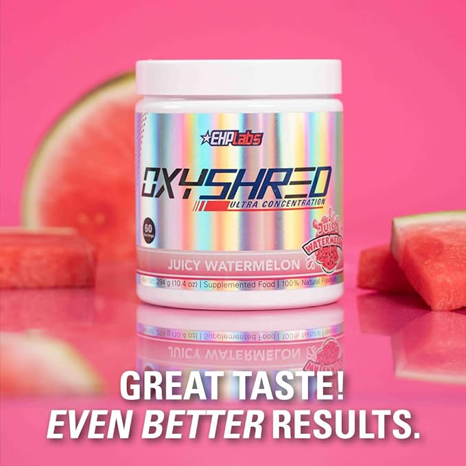 EHP Labs OxyShred Pre Workout Powder - Preworkout Powder with L Glutamine & Acetyl L Carnitine, Energy Boost Drink - Juicy Watermelon, 60 Servings