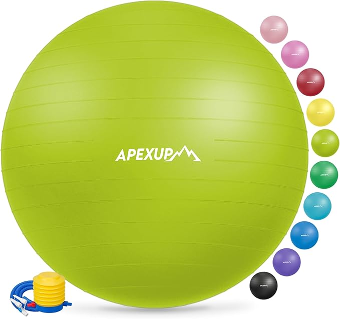 APEXUP Yoga & Pilates Ball - Anti Slip Heavy Duty Gym Ball for Fitness, Balance & Core Workout