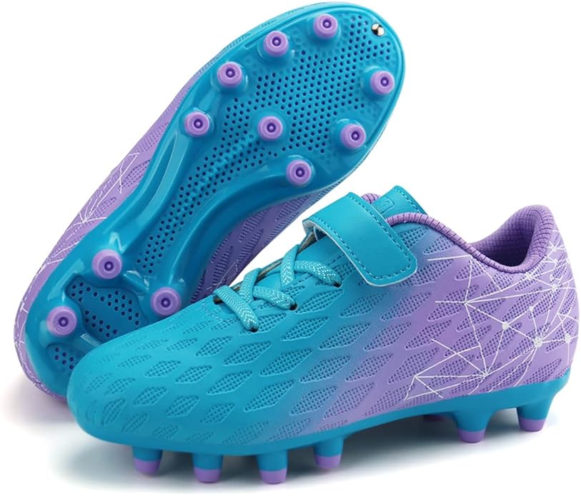 brooman Kids Firm Ground Soccer Cleats Boys Girls Athletic Outdoor Football Shoes
