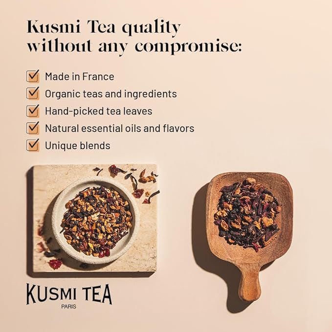 Kusmi Tea - Detox - Organic Blend of Green Tea, Mate & Lemon - Lemongrass, Rose Hip and Lemon Flavours - Enjoy Hot or Iced - Loose Leaf Tea - Tin Box of 3.5 oz - Quantity for about 50 cups