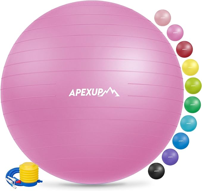 APEXUP Yoga & Pilates Ball - Anti Slip Heavy Duty Gym Ball for Fitness, Balance & Core Workout