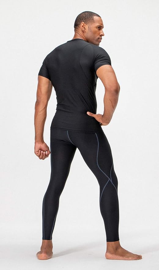 DEVOPS 3 Pack Men's Cool Dry Short Sleeve Compression Shirts, Sports Baselayer T-Shirts Tops, Athletic Workout Shirt