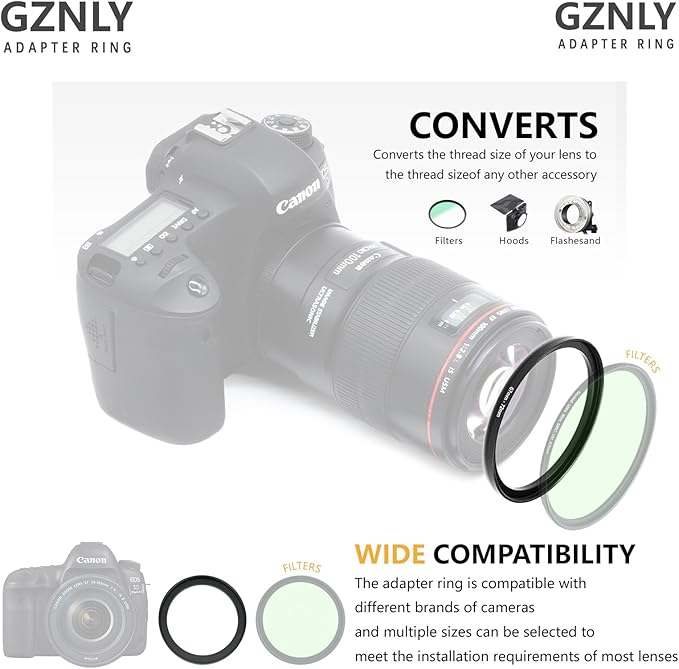 46mm to 67mm Step-up Adapter Rings Filter Adapter Black Metal Step Down Filter Ring Adapter Compatible with All Brand UV CPL ND Camera Lens Filter Stepping Rings (46mm-67mm)