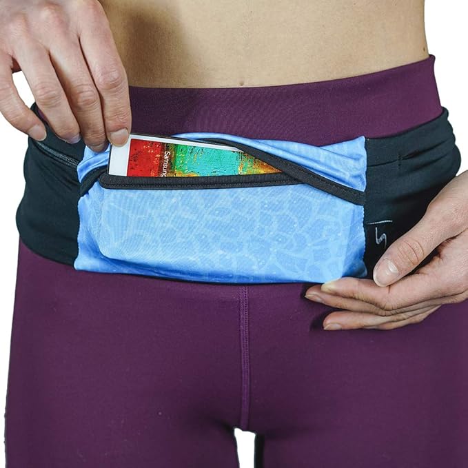 3 Pocket Adjustable Running Belt Waist Pack, Fanny Pack For Working Out With Sweat Resistant Backing, Holds All iPhone Models