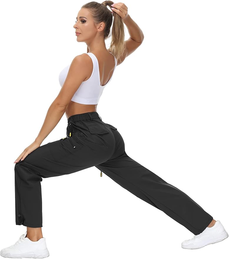 VVK Women's Hiking Cargo Pants Lightweight Quick Dry Outdoor Athletic Pants Camping Climbing Golf Zipper Pockets