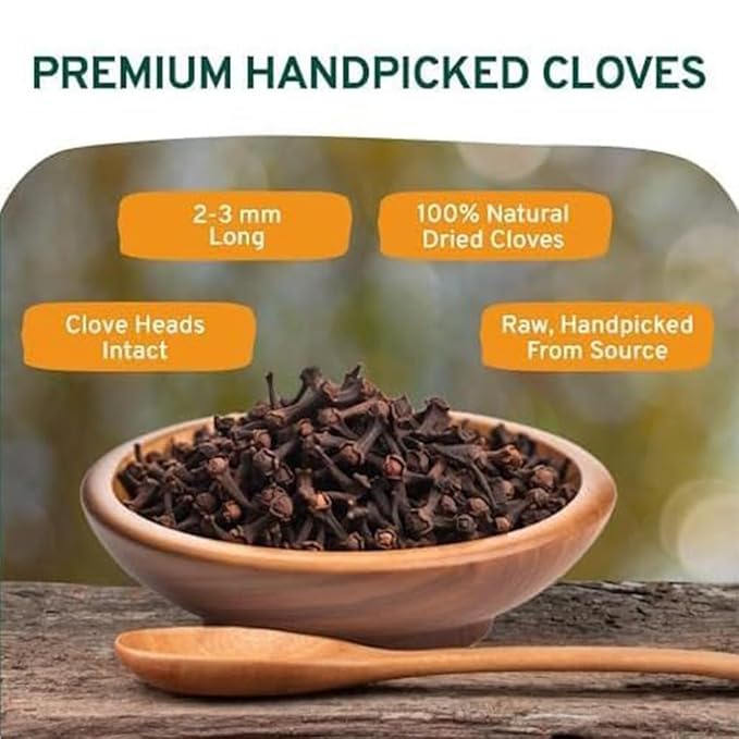 HANDPICK Organic Cloves Whole (2.3oz, 65g) Premium Cloves from South India | Packed in a Resealable Zip Lock Pouch | Perfect for Cooking, Smoothies, Pomander Balls & Tea