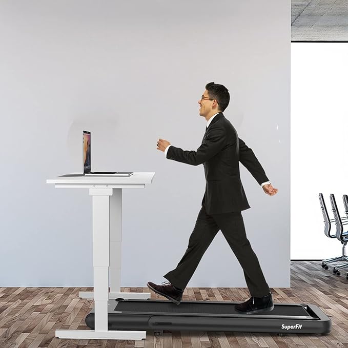 GYMAX Walking Pad, 4.75HP Under Desk Treadmill with LED Touch Screen, App Control, Built-in Speaker & Handle, 2 in 1 Folding Compact Portable Treadmill for Home Small Space