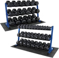 WF Athletic Supply Rubber Coated Hex Dumbbell Set, Multiple Choices Available - Dumbbells with Rack Stand and Mat, or Dumbbells Only (200/550/1200/2100/3000 LB)
