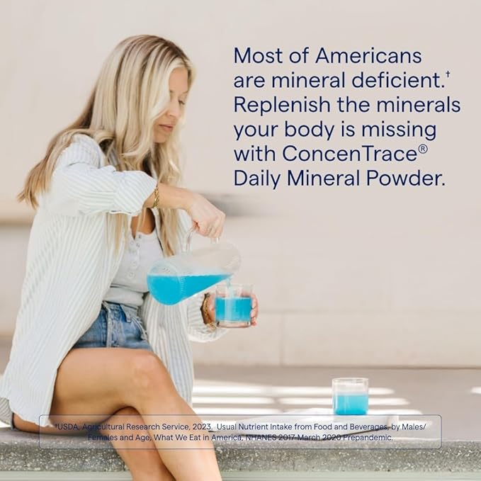 Trace Minerals ConcenTrace Daily Mineral Powder 60 Servings - 700mg of ConcenTrace per Serving (About 15 Drops) Full Spectrum for Whole Body Wellness- Blue Hawaiian Flavor