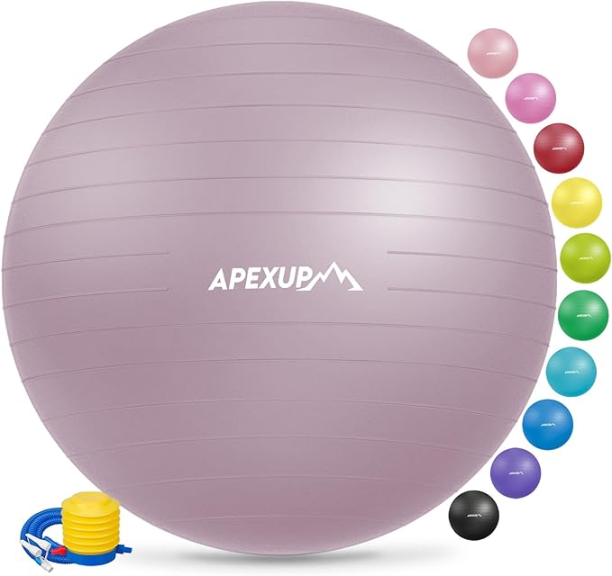 APEXUP Yoga & Pilates Ball - Anti Slip Heavy Duty Gym Ball for Fitness, Balance & Core Workout