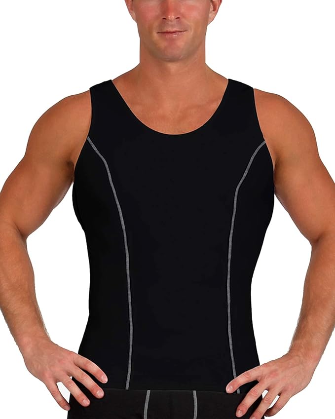 Insta Slim -Made in USA- Compression Tank-Top Shapewear for Men. Tummy Control Slimming Body-Shaper for Belly & Back Support
