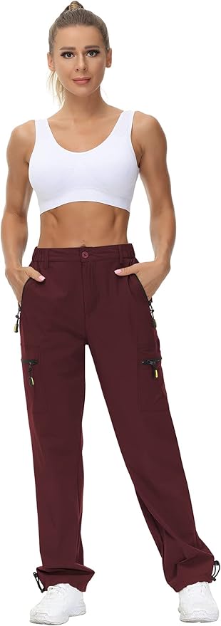 VVK Women's Hiking Cargo Pants Lightweight Quick Dry Outdoor Athletic Pants Camping Climbing Golf Zipper Pockets