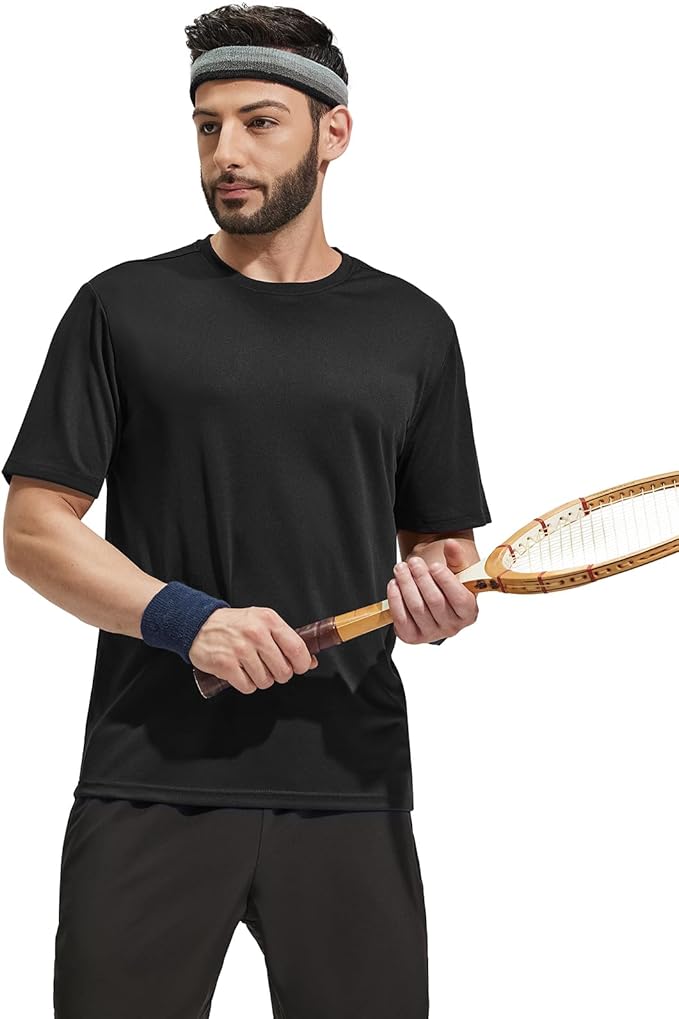 MIER Men's Quick Dry Workout Shirts Moisture Wicking Running Athletic Performance T-Shirts Recycled Polyester Top Tee