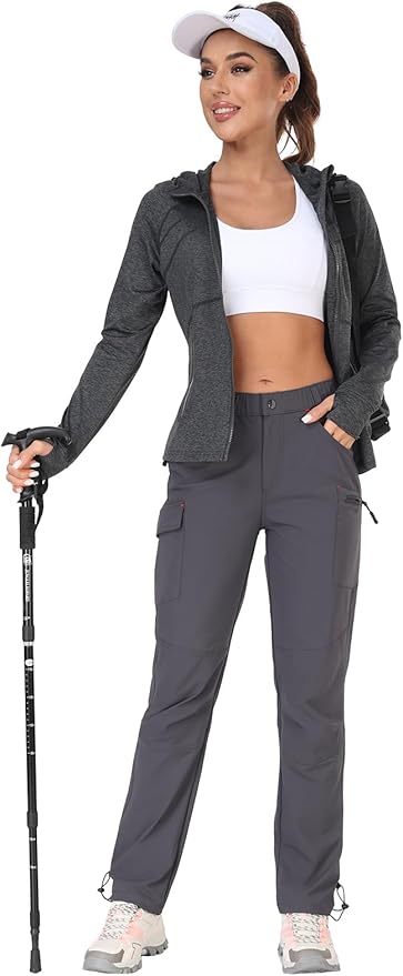 GymBrave Women's Hiking Cargo Pants Quick Dry Outdoor Camping Capris Water Resistant UPF 50 with Zipper Pockets