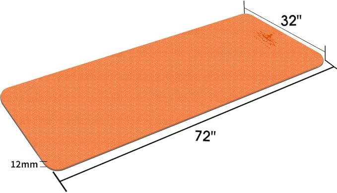 Hatha Yoga Extra Thick TPE Yoga Mat - 72"x 32" Thickness 1/2 Inch -Eco Friendly SGS Certified - With High Density Anti-Tear Exercise Bolster For Home Gym Travel & Floor Outside