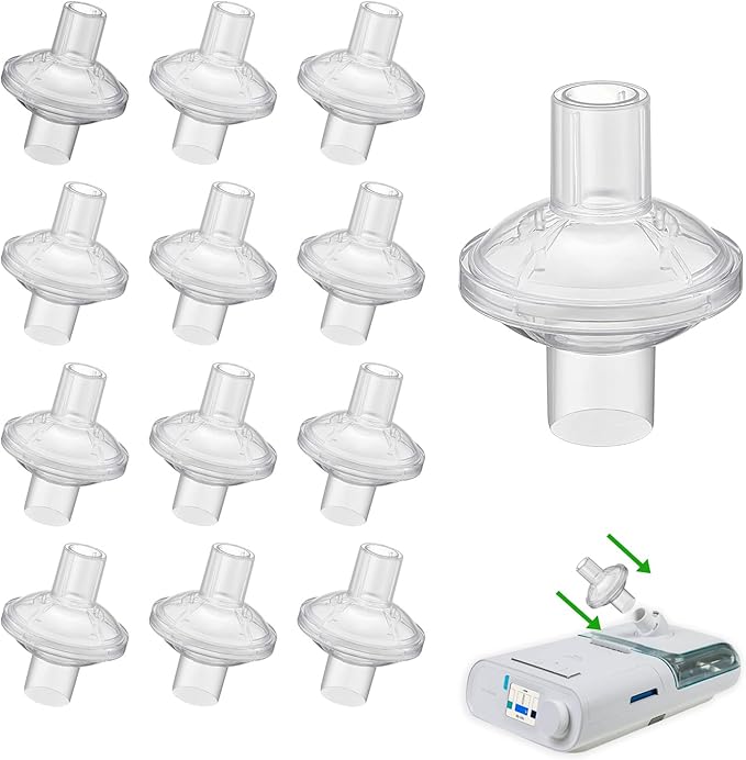 12 Pack Universal Fit in Line Filter for CPAP and BiPAP Machines - Improve Your CPAP Experience with These Filters, for 22mm and 25mm CPAP Tube