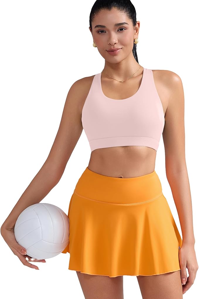 RUNNING GIRL Sports Bra for Women, Criss-Cross Back Padded Strappy Sports Bras Medium Support Yoga Bra with Removable Cups