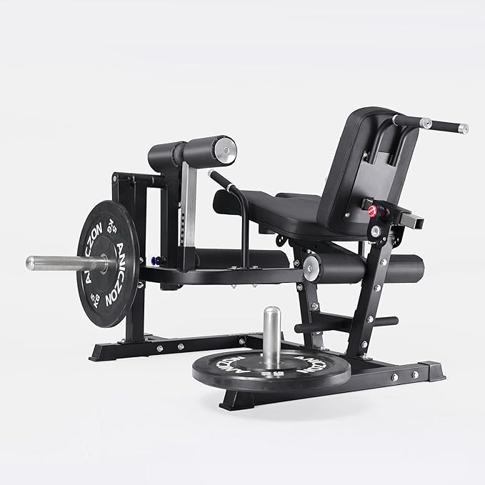 ANICZON Leg Extension and Curl Machine, Leg Rotary Extension for Thigh with Adjustable Seat & Backrest, Lower Body Leg Machine with Plate Loaded for Home Gym