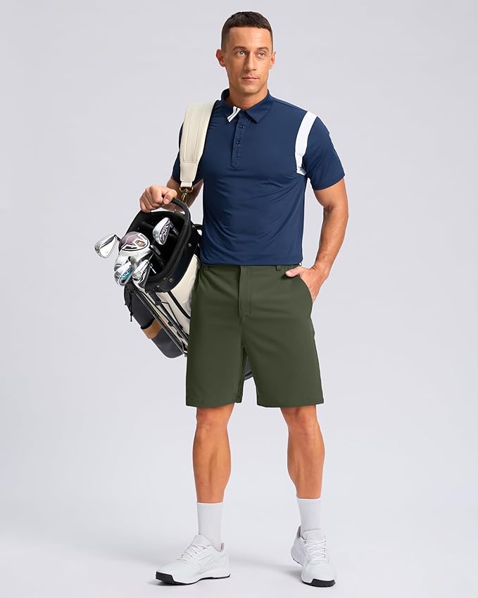 Pudolla Men's Casual Shorts 7"/9" Lightweight Golf Shorts with 3 Pockets Stretch Quick Dry Comfy Work Shorts