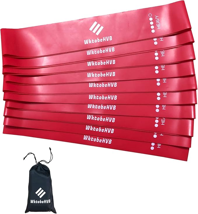Resistance Loop Exercise Bands-5/10 Pack-10/12 Inch Stretch Bands for Working Out with Carry Bag-Elastic Bands for Physical Therapy, Rehab, Yoga, Pilates and Strength Training at Home or Gym