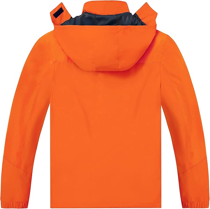 TEZO Mens Rain Jacket Waterproof with Hooded Hiking Coat Lightweight Windbreaker