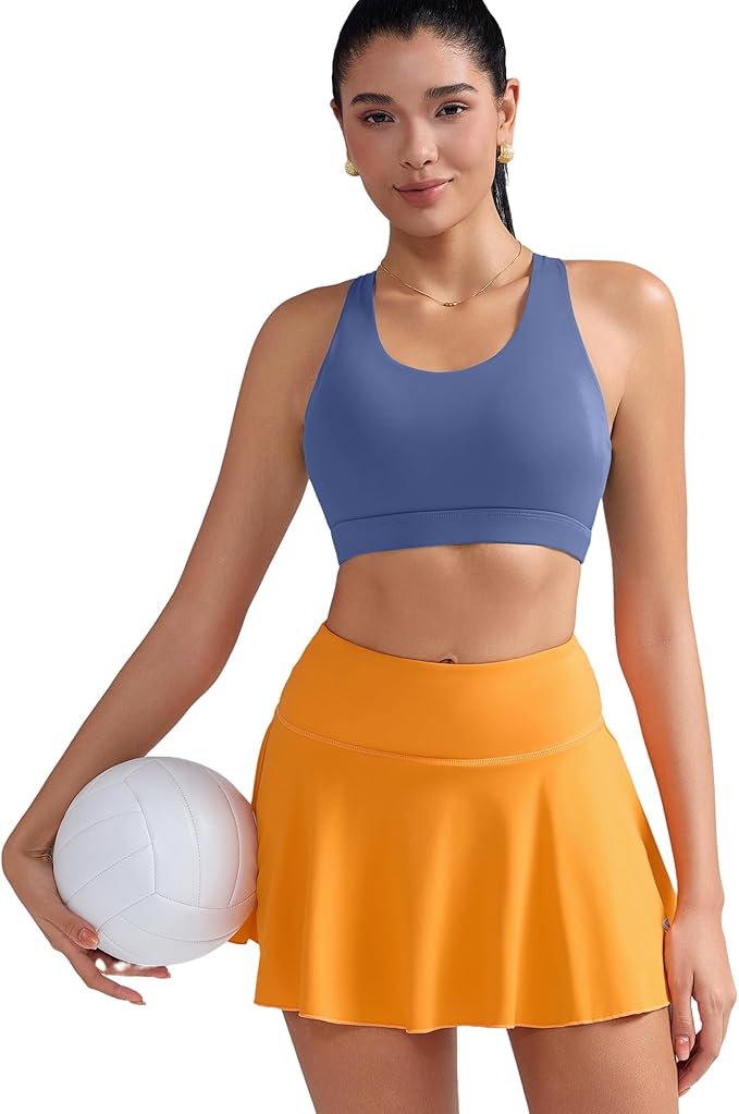 RUNNING GIRL Sports Bra for Women, Criss-Cross Back Padded Strappy Sports Bras Medium Support Yoga Bra with Removable Cups
