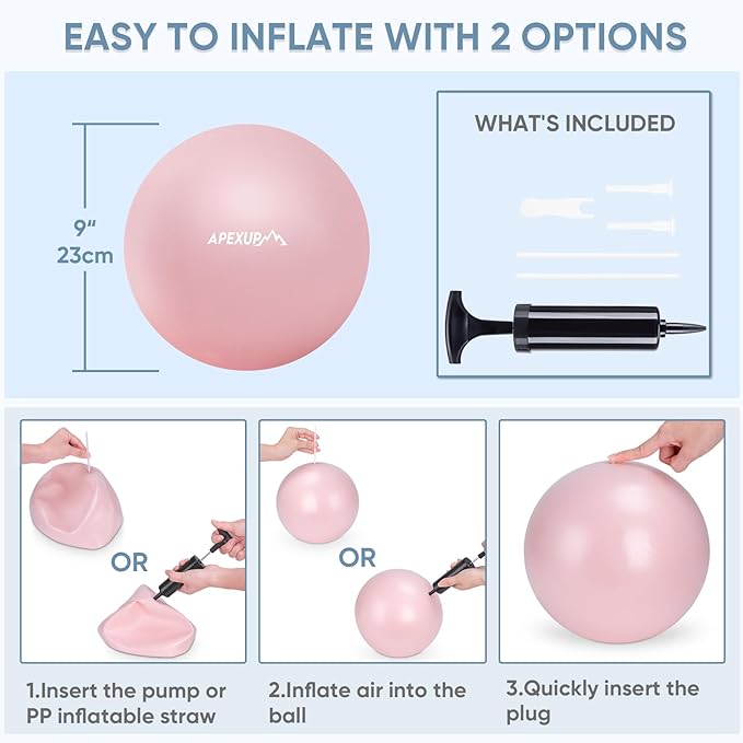 APEXUP Yoga & Pilates Ball - Anti Slip Heavy Duty Gym Ball for Fitness, Balance & Core Workout