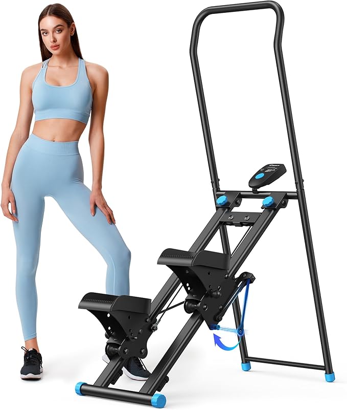 MERACH Stair Stepper for Home Gym Exercise, New Version Vertical Climber Machine for Full-Body Workout, Compact Folding Cardio Exercise Climber with Extended Step Range, Adjustable Handlebar & Pedals