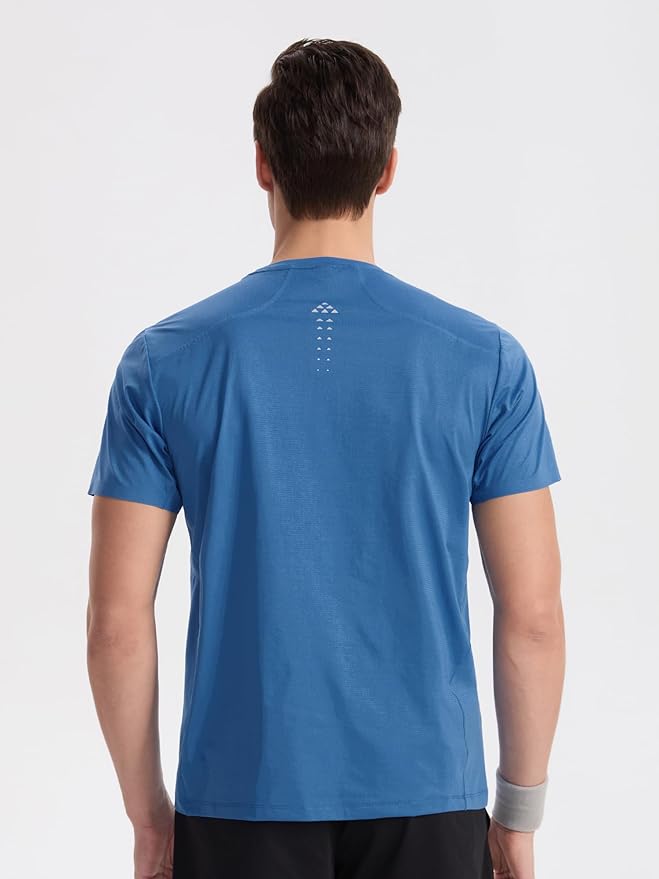 Mens Seamless Workout T-Shirts Lightweight Moisture Wicking Running Hiking Camping Tennis Pickleball Shirts for Men