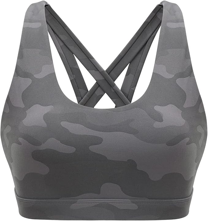 RUNNING GIRL Sports Bra for Women, Criss-Cross Back Padded Strappy Sports Bras Medium Support Yoga Bra with Removable Cups