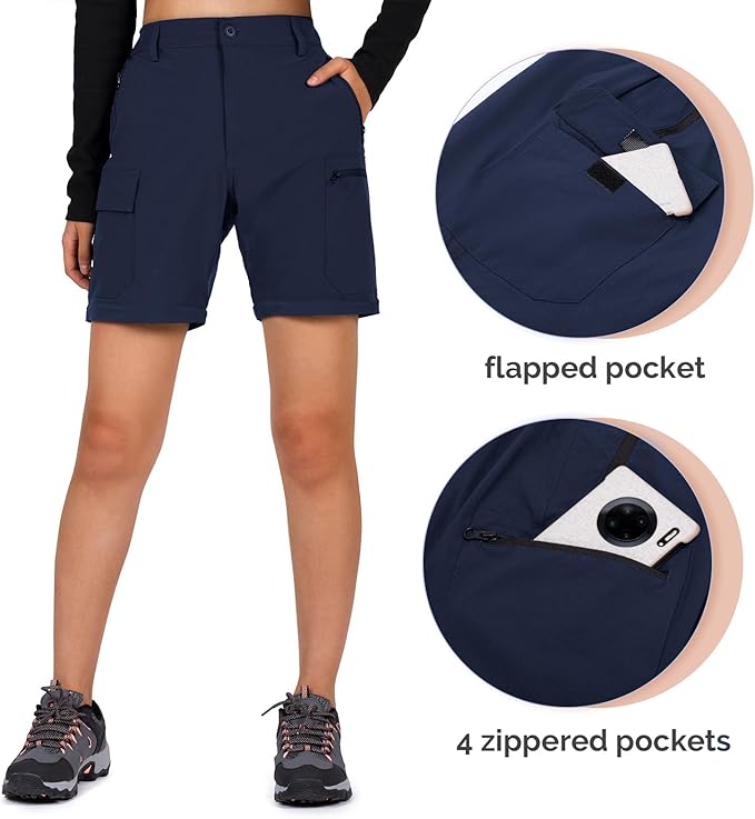 Cycorld Women's-Hiking-Pants-Convertible Quick-Dry-Stretch-Lightweight Zip-Off Outdoor Pants with 5 Deep Pockets