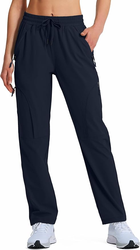 Women's Hiking Pants Quick Dry Lightweight Cargo Pants UPF 50 Water Resistant Zipper Pockets for Golf Travel Work Camping
