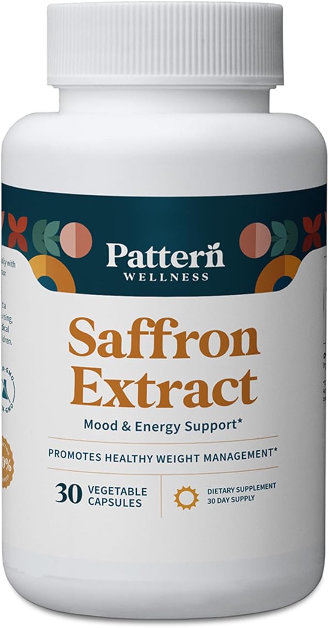 Pattern Wellness Saffron Extract - Mood, Energy & Appetite Support - 88.5mg Pure Saffron Supplement - Non-GMO & Gluten-Free - 30 Vegetable Capsules