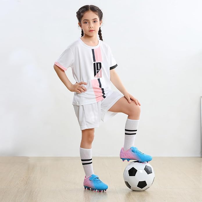 brooman Kids Firm Ground Soccer Cleats Boys Girls Athletic Outdoor Football Shoes