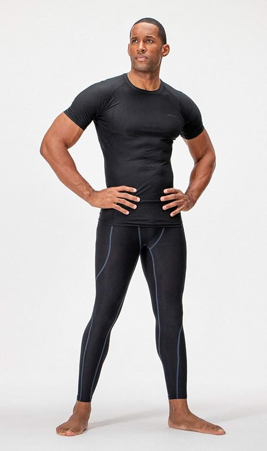 DEVOPS 3 Pack Men's Cool Dry Short Sleeve Compression Shirts, Sports Baselayer T-Shirts Tops, Athletic Workout Shirt